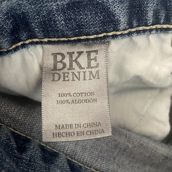 BKE Jeans Mens 33x34XL Jake Blue Denim Distressed Knee Patches Thick Stitch - Picture 5 of 11